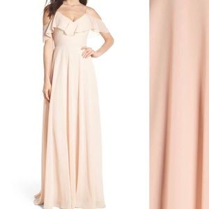 Jenny Yoo Cold Shoulder Chiffon Gown